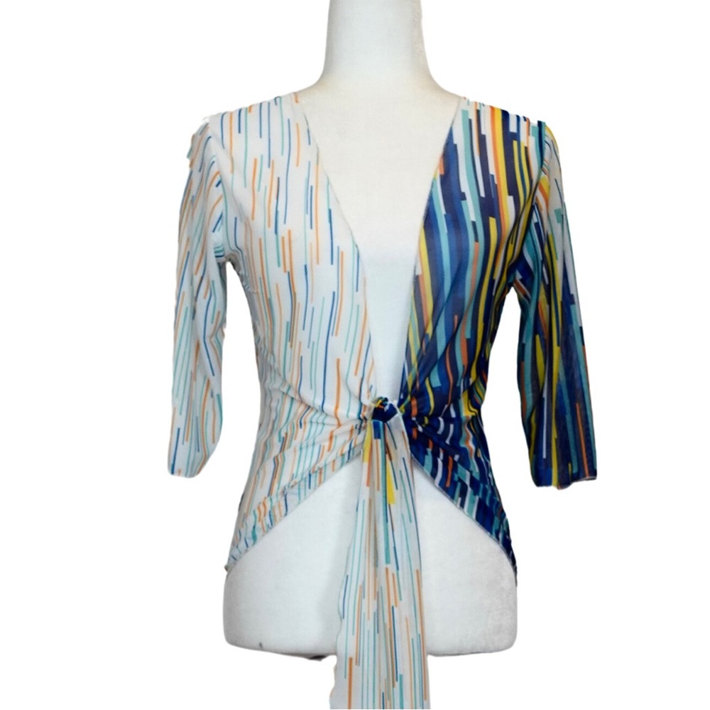 Cobalt and White Print Magic Top S-M